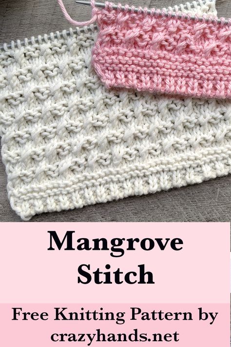 Mangrove Knit Stitch Pattern 100 Days Of Knit Stitches, Knit And Purl Stitches, Knit Purl Stitch Patterns, Leaf Knitting Pattern Free, Knitting Stitches Free, Knitting Stitches Patterns, Madame Defarge, Knit Stitch Patterns Texture, Knit Stitch Patterns Free