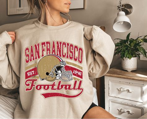 Vintage San Francisco Football Crewneck Sweatshirt, 49ers Shirt, Niners T-Shirt, The Niners, San Francisco Sweatshirt, 49er , Niners Gifts by SpilltheTeeTea on Etsy San Francisco Sweatshirt, 49ers Shirts, Vintage San Francisco, Fabric Waste, Football Sweatshirt, Football Gifts, Retro Stil, Style Retro, Black And Navy