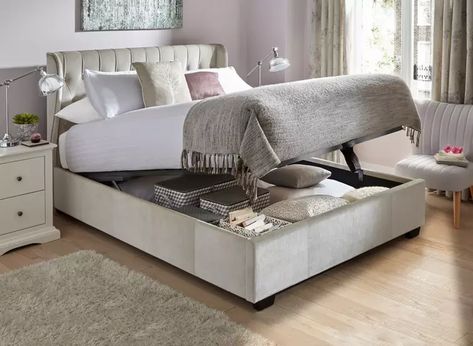 King Size Beds - Free Delivery | Dreams Curved Bed Frame, Pearl Fabric, Ottoman Bed Frame, Bedroom Ottoman, Velvet Bed Frame, Storage Bench Bedroom, Ottoman Decor, Ottoman Storage Bed, Velvet Bed