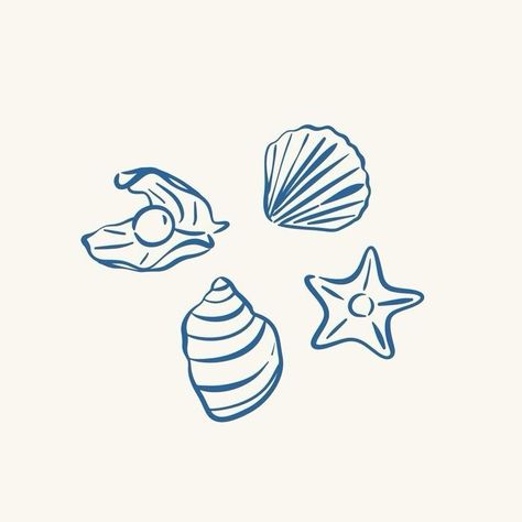 Starfish Drawing, Seashell Tattoos, Wave Drawing, Sublimacion Ideas, Sea Illustration, Ipad Lettering, Instagram Branding, Ocean Wallpaper, 자수 디자인