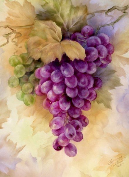 Grape Painting, Making Wine, Fruits Drawing, Soyut Sanat Tabloları, Wine Art, Fruit Painting, 수채화 그림, China Painting, Tole Painting