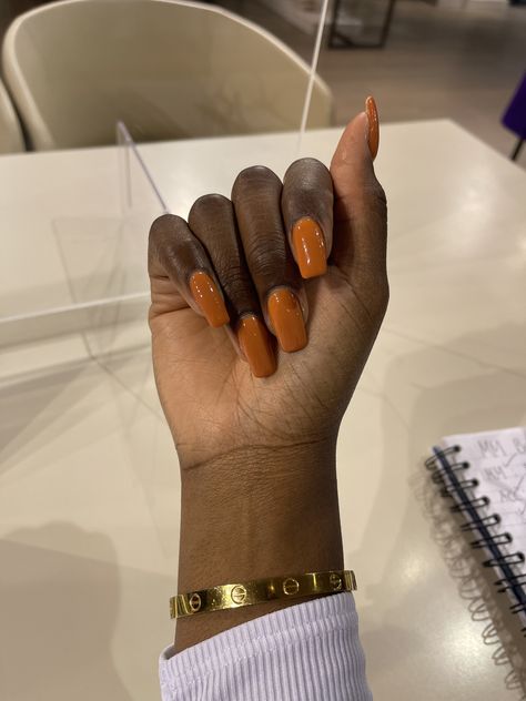 Burnt Orange Gel Nails, Pumpkin Color Nails, Dark Orange Nails Fall, Pumpkin Orange Nails, Orange Autumn Nails, Dark Orange Nails, Burnt Orange Nails Fall, Fall Orange Nails, Burnt Orange Nails