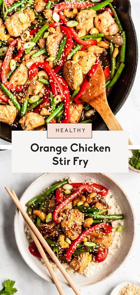 Delicious healthy orange chicken stir fry with flavorful coconut cauliflower rice. This easy paleo weeknight dinner recipe is packed with veggies, protein, and an incredible sweet & tangy orange sauce. Perfect for meal prep and the best leftovers! #mealprep #chicken #stirfry #healthydinner #glutenfreedinner #paleofriendly #paleodinner Orange Stir Fry, Orange Chicken Stir Fry, Chicken Orange, Coconut Cauliflower Rice, Coconut Cauliflower, Easy Paleo Dinner Recipes, Healthy Orange Chicken, Rice Food, Stir Fry Recipes Chicken