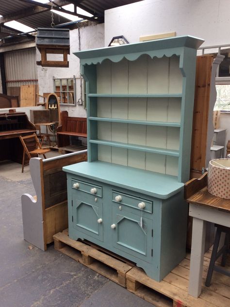 Svenska Blue Annie Sloan, Annie Sloan Svenska Blue, Distressing Chalk Paint, Dresser Painted, Furniture Upcycle, Pine Dresser, Blue Dresser, Kitchen Dresser, Annie Sloan Paints