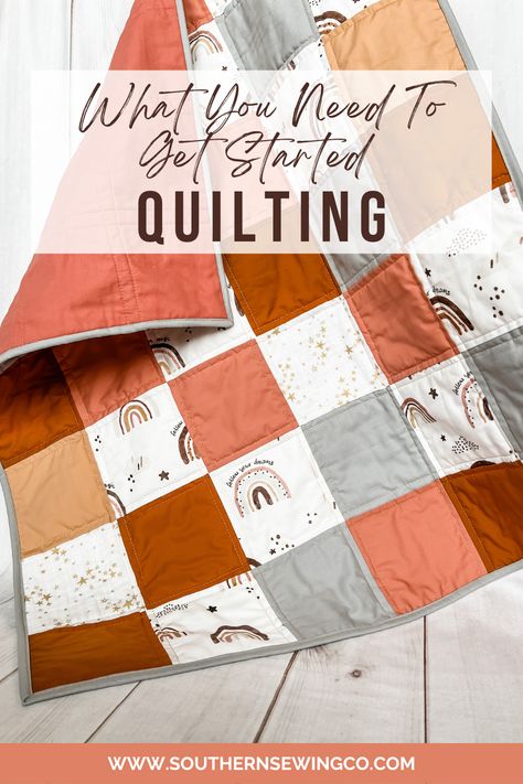 How To Make A Quilt For Beginners By Hand, How To Sew Quilt Blocks Together, Quilt For Beginners Easy, Learning How To Quilt, Diy Quilt Beginners, Learn To Quilt Step By Step, Step By Step Quilting For Beginners, Quilting Must Haves, How To Make A Patchwork Quilt For Beginners