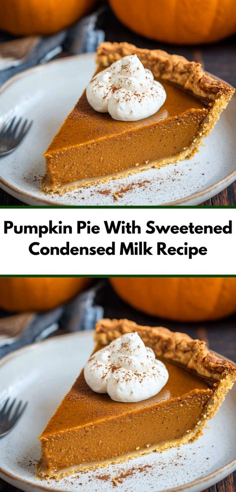 Love pumpkin pie recipes? Try our Pumpkin Pie With Sweetened Condensed Milk Recipe! It’s a creamy and delicious addition to your pumpkin recipes, perfect for lunch recipes or sweet dinner ideas. Pumpkin Pie With Sweetened Condensed, Condensed Milk Recipe, Classic Pumpkin Pie Recipe, Best Pumpkin Pie Recipe, Pumpkin Pie Recipe Easy, Pie Spice Recipe, Sweet Condensed Milk, Easy Holiday Desserts, Comfort Desserts