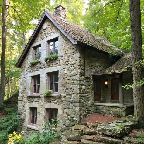 Nestled in the rolling hills of the countryside, the old stone home stands as a testament to craftsmanship and durability. Its sturdy walls have weath... -  #Historic #House #Stone Family Stone House Interior, Scottish Stone Cottage, Stone Facing Exterior House, Irish Stone Cottage, Old Stone Mansion, Cottage Stone Wall, Stone Lake House, Stone Houses Rustic, Stone House Ideas