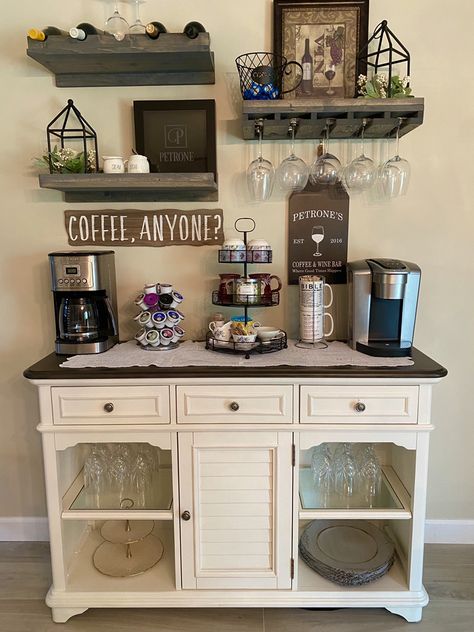 Coffee Bar Decorations, Coffee And Wine Bar, Home Coffee Bar Ideas, Cafe At Home, Cofee Bar, Coffee/wine Bar, Coffee Bar Station, Coffee Bar Ideas, Diy Coffee Bar