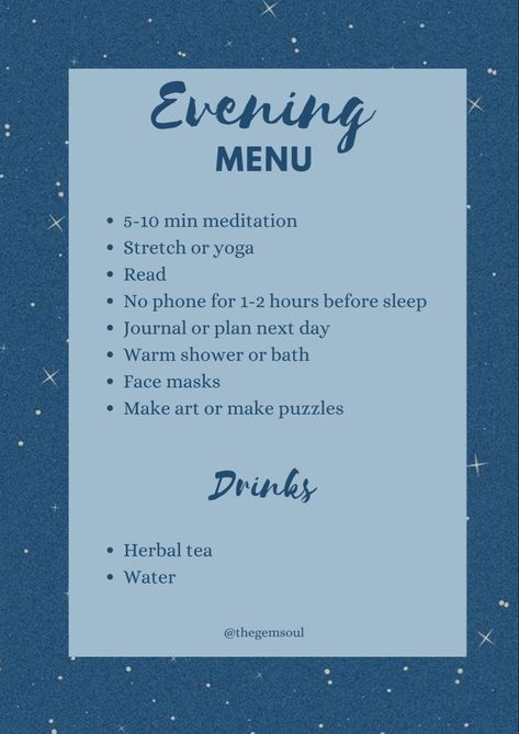 #evening #eveningmenu #nightmenu #night #nightroutine #like #manifestation#likeforlike Spiritual Night Routine, Summer Reset, Meditation Affirmations, Goal Setting Vision Board, Yoga Reading, Sleep Journal, Board Party, Evening Rituals, Vision Board Party