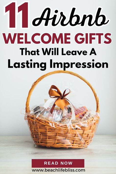 As Airbnb hosts, a gift basket is a great way to go the extra mile in the guests eyes. If you are striving to get all the positive reviews you can, consider leaving a welcome package of some soft the each group of guests. #airbnb #welcomegift #superhost Welcome Basket For Out Of Town Guests, Air Bnb Host Gifts, Welcome Package Guest, Christmas Welcome Basket For Guests, Beach Welcome Basket, Vacation Rental Welcome Basket, Guest Staying Over Basket, Airbnb Welcome Basket Ideas, Guest Basket Ideas Overnight