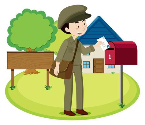 Postman Cartoon, Background House, Retro Scooter, English Activities For Kids, Illustration Story, Background Drawing, Character Collection, Cartoon Drawing, Color Pencil Drawing