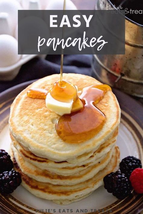 Easy Homemade Pancakes with pantry staples. Tips to make the BEST Pancakes that are light and fluffy. You'll never go back to boxed mixed after you make these! #pancake #recipe Easy Homemade Pancake Recipe, Easy Pancake Mix, Easy Pancakes, Easy Homemade Pancakes, Yummy Pancake Recipe, Homemade Pancake Recipe, Pumpkin Pancake Recipe, Delicious Pancakes, Homemade Pancakes