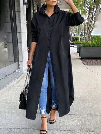 Look Casual Chic, Classic Shirt Dress, Maxi Dress Outfit, Collared Shirt Dress, Maxi Shirts, Casual Long Sleeve Shirts, Mini Robes, Maxi Shirt Dress, Solid Color Shirt