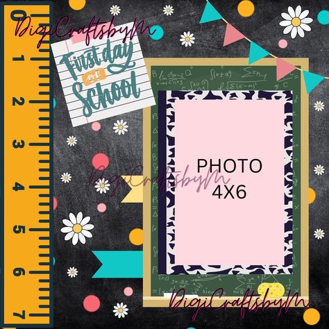 Total of 24 scrapbook pages, 12 Back to School Digital Scrapbook Pages with 12 of the same pages without photo frames. First Day of School Scrapbook Digital Pages Scrapbooking School Pictures, Messy Scrapbook, First Day Of School Scrapbook, Simple Scrapbooking Layouts, Scrapbook Layouts Ideas, School Layouts, Scrapbook School, School Scrapbook Layouts, Scrapbook Pictures