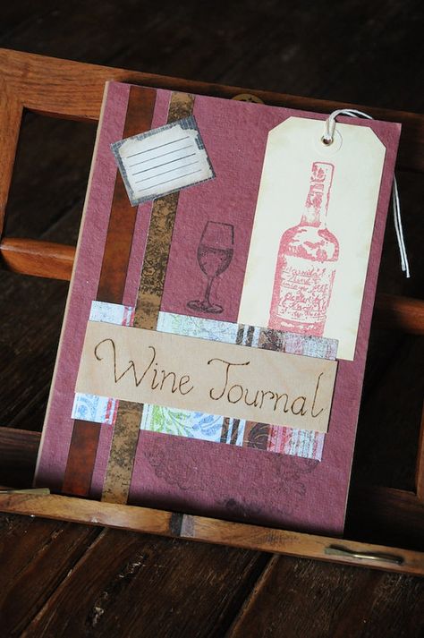 Wine Journal Handmade Fathers Day Gifts, Wine Maker, Handmade Father's Day Gifts, Wine Journal, Make Your Own Wine, Media Journal, Wine Connoisseur, Mixed Media Journal, Handmade Books