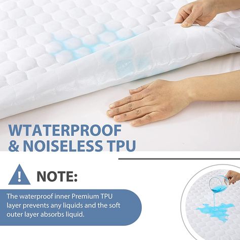 HYMOKEGE Waterproof Mattress Protector Queen, Quilted Mattress Pad Breathable, Noiseless Bed Cover with Deep Pocket, Fitted 5-21" Deep Old Mattress, Mattress Pad, Dust Mites, Mattress Protector, Mattress Covers, Queen Size Bedding, Queen Size, Bed Covers, Mattress