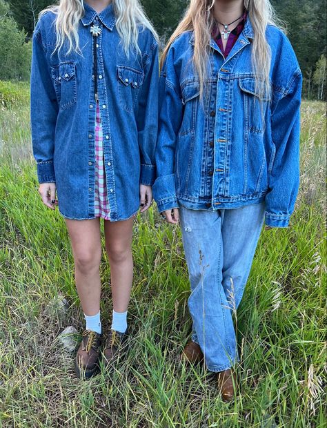 All Denim Look, Montana Aesthetic Outfits, Idaho Outfits, Jean Jacket Outfits Fall, Montana Aesthetic, Cold Fits, Fire Fits, Dream Clothes, Aesthetic Outfits