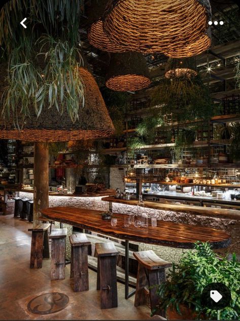 Dark Theme Restaurant Interior, Tiki Bar Design, Best Bar Design, Boho Restaurant, Bohemian Bar, Restaurant Bars, Rooftop Restaurant Design, Dining Room Decorating Ideas, Dining Room Decorating