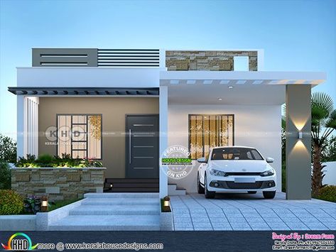 2 bedroom 1150 sq.ft modern home design House Desine, Indian House Exterior Design, Kerala Home Design, Design Learning, Modern Contemporary House Plans, Kerala Home, Kerala House, Houses Design, Modern Small House Design