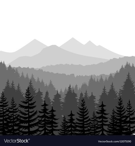 Mountain Mural, Forest Silhouette, Bathtub Bathroom, Wall Art Diy Paint, Mountain Silhouette, Mountain Background, Bedroom Murals, Mural Ideas, Image Nature