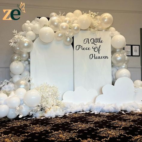 A Little Piece of Heaven✨ Transform any space into a dreamlike escape with our bespoke event setups! This stunning, cloud-like arrangement brings elegance, charm, and a touch of ethereal beauty to any celebration. Perfect for weddings, baby showers, anniversaries, and more, we create unique, memorable experiences that feel like a slice of paradise. 📩 Ready to elevate your next event? Let us craft an unforgettable ambiance just for you! Reach out for inquiries and let’s bring your vision to ... Cloud Theme Party Backdrops, Heavenly Sent Baby Shower Theme, Cloud Nine Gender Reveal, She’s A Little Piece Of Heaven Baby Shower Theme, Heaven Sent Baby Shower Theme Decoration, Little Piece Of Heaven Baby Shower Theme, Heaven Baby Shower Theme, Cloud Themed Baby Shower Ideas, Heaven Themed Party