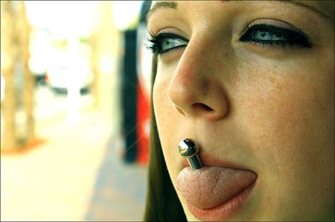 Stretched Tongue Piercing, Tongue Cut In Half, Piercing Tongue, Tongue Piercings, Steel Collar, Stainless Steel Collar, Tongue Health, Cool Piercings, Dark Skin Beauty