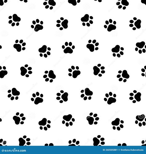 Small paw seamless pattern. Repeating cartoon black dog or cat on white background. Repeated marks pet texture for design prints. Repeat modern backdrop. Checked pawprints patern. Vector illustration Puppy Paws Wallpaper, Dog Paws Wallpaper, Dog Paw Print Pattern Wallpaper, Paw Pattern Wallpaper, Paw Wallpaper, Dog Seamless Pattern, Black Dog, Texture Design, Photo Illustration