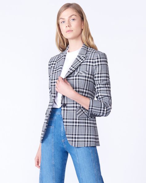 In a classic plaid print, our Ada Jacket is an instant wardrobe hero. Enjoy free ground shipping on all US orders. Designer Jackets For Women, Designer Jackets, Classic Chic, Shoes With Jeans, Veronica Beard, Effortless Chic, Jacket Design, Plaid Print, Designer Collection