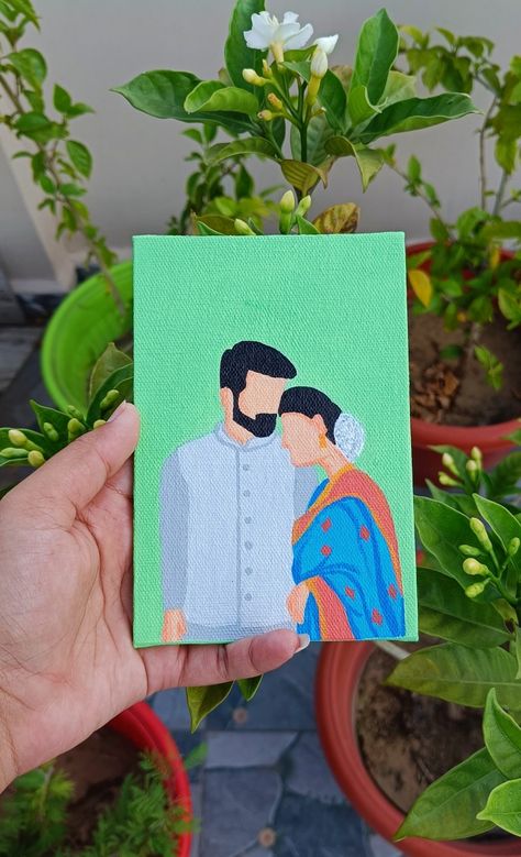 Canvas size is 4×6. Camlin Acrylic paints are used and Brustro brushes. DM to order now and gift these cute paintings to your loved ones. 💕 Couple Illustrations, Love Canvas Painting, Painting Couple, Chalkboard Wall Art, Poster Color Painting, Boho Painting, Couple Painting, Inspiration Painting, Cute Canvas Paintings