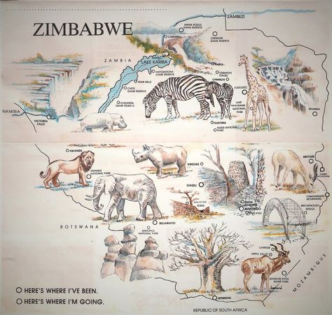 Zimbabwe - Tourist map Zimbabwe History, Lake Games, Zimbabwe Africa, Park Games, Tourist Map, Game Reserve, Old Map, Zimbabwe, Zebras