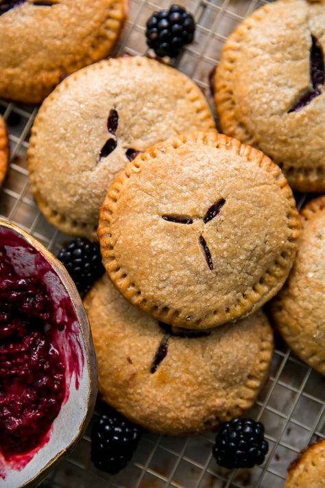 Blackberry Hand Pies, Easy Blackberry Jam, Homemade Pie Dough, Plant Based Butter, Fruit Hand Pies, Fit Mitten Kitchen, Hand Pie Recipes, Baking Substitutes, Blackberry Jam