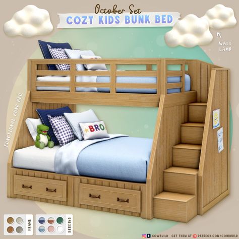 Sims 4 Cc Bedroom Sets, Cc Finds Sims 4, Free Sims 4 Cc, Ts4 Clutter, University Bedroom, 4 Bunk Beds, Kids Bunk Bed, Toddler Bed Boy, Toddler Bunk Beds