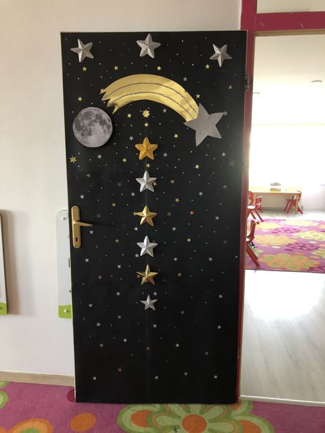 Classroom Cubbies, Classroom Door Decorating, Space Theme Classroom, Space Week, Earth Poster, Instagram Ideas Post, Classroom Door, New Class, Star Decorations