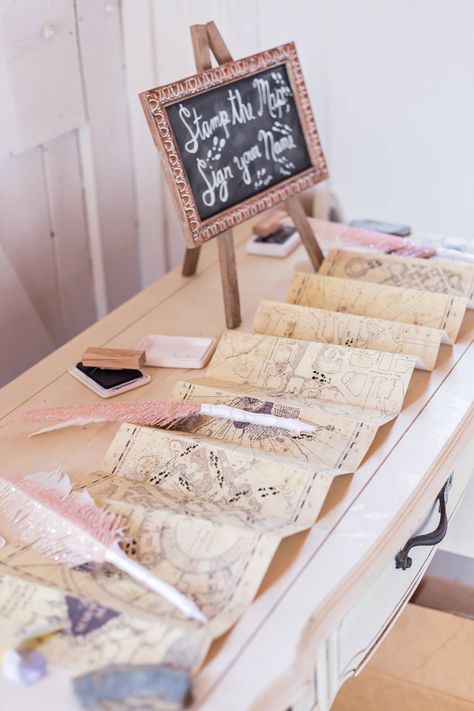 Harry Potter wedding marauders map guest book Map Guest Book Wedding, Map Guest Book, Harry Potter Marauders Map, Nerdy Wedding, Harry Potter Wedding Theme, Cool Wedding, Harry Potter Baby Shower, Harry Potter Wedding, Scotland Wedding