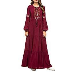 Dress Muslim, Red Maxi, Abaya Dress, Sleeve Maxi Dress, Long Sleeve Maxi, Long Dresses, Womens Maxi Dresses, Embroidered Dress, Long Sleeve Maxi Dress