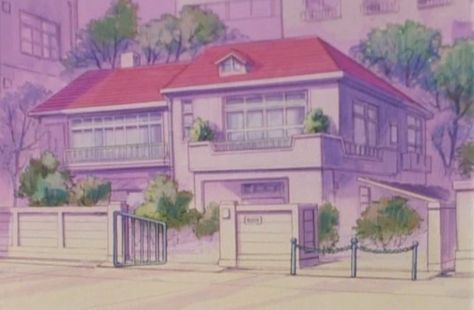 "Usagi's Home" is a two-story house that isn't often seen in the crowded city of Tokyo. The size of the house shows that the Tsukino family's income is larger than average. 1 Appearance 1.1 Usagi's Room 1.2 Shingo's Room 1.3 Ikuko and Kenji's Room 1.4 Dining Room 1.5 Bathroom 2 Gallery 3 Trivia The perimeter is surrounded by a pink and white fence that surrounds a yard with trees and bushes. The house has a red roof; in the first episode, the siding is yellow but is changed to white in all of Sailor Moon Episodes, Sailor Moon Background, Sailor Moon Villains, Sailor Moon Screencaps, Minako Aino, Sailor Moon Aesthetic, Sailor Pluto, Sailor Chibi Moon, Sailor Moon Manga