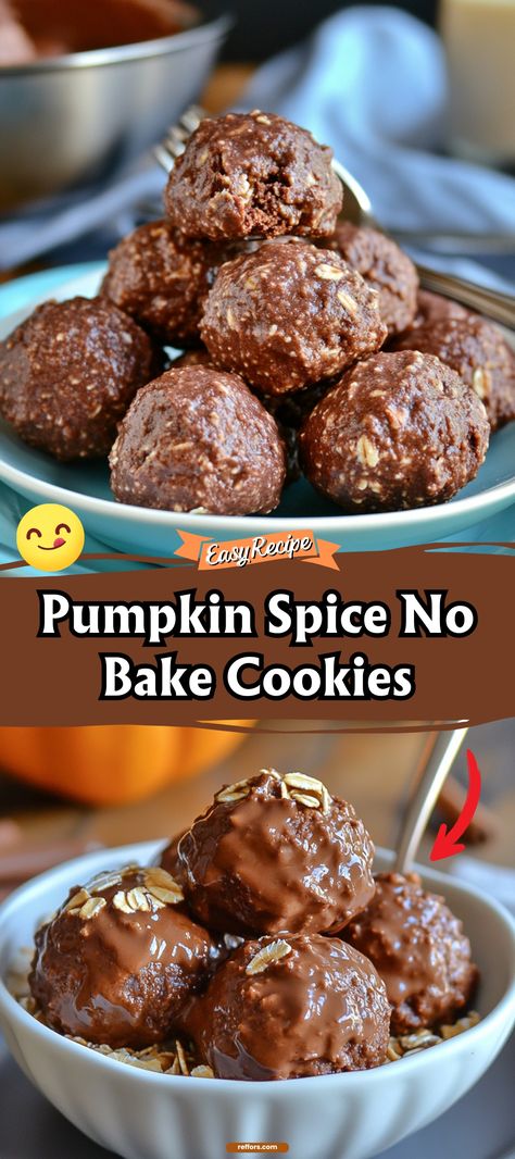 Whip up these Pumpkin Spice No Bake Cookies in a flash. With no oven needed, they blend the quintessential fall flavors with the ease of preparation—ideal for a quick, satisfying treat. #NoBakeCookies #PumpkinSpice #QuickDessert Pumpkin Spice No Bake Cookies, Pumpkin No Bake Cookies, Pumpkin Spice Blend, Chicken Cake, Family Desserts, Dessert Spread, Baking Recipes Cookies, Fall Flavors, Bake Cookies