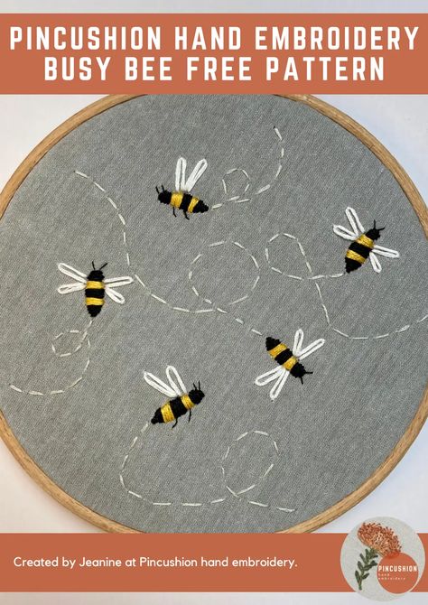 Bee Free, Bee Embroidery, Quiet Books, Busy Bee, Embroidery And Stitching, Quiet Book, Pin Cushions, Embroidery Patterns, Hand Embroidery