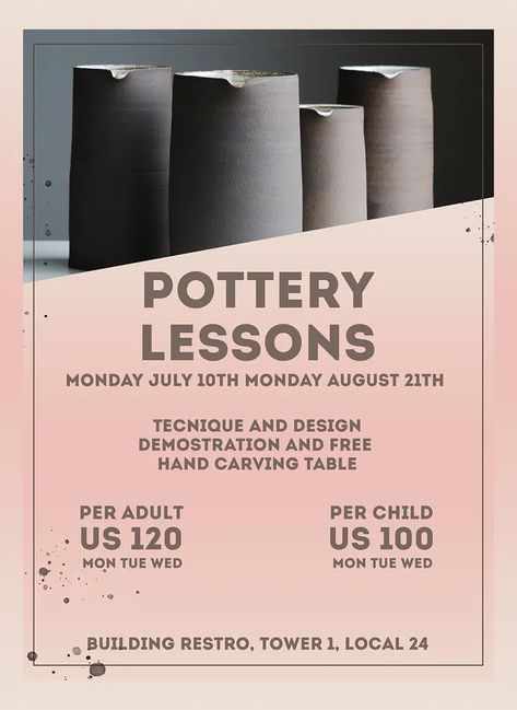 Pottery Workshop Poster, Workshop Advertisement, Workshop Poster Design, Pottery Poster, Class Poster Design, Workshop Poster, Pottery Sale, Class Poster, Pottery Lessons