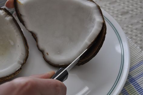 How to get coconut meat out of the shell. This works very well! :)