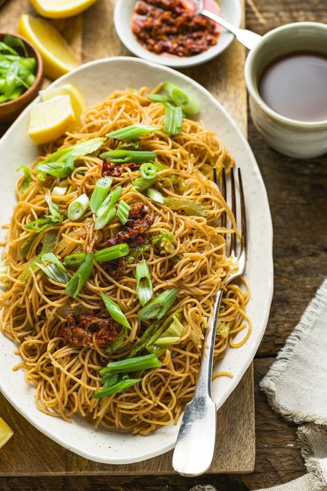 Miso Stir-Fried Noodles (Vegan) | Lemons + Anchovies Garlic Miso Noodles, Roasted Garlic Miso Pasta, Garlic Miso Noodle Soup, Miso Butter Udon, Lemon Miso Cabbage Salad, Miso Noodles, Fish Marinade, Miso Recipe, Vegan Noodles