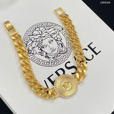 Versace Jewelry Necklaces, Versace Men Jewelry, Versace Gold Jewelry, Versace Accessories Jewelry, Betty Boop Jewelry, Black Beads Mangalsutra Design, Customised Bracelets, Versace Jewelry, Versace Gold