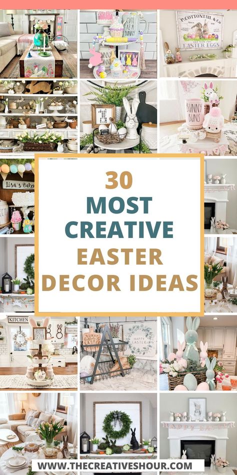 Embrace the season with DIY Easter decor ideas that transform your home and office. This collection of easy crafts is inspired by the freshness of spring and the joy of Easter. Learn how to create delightful decorations for the table, living room, and even outdoor areas. Whether you're a fan of farmhouse chic or prefer Christian motifs, these DIY dollar store projects are budget-friendly and perfect for adding a personal touch to your spaces. Dollar Store Projects, Spring Front Porch Decor, Diy Easter Decor, Crafts For The Home, Easter Decor Ideas, Happy Easter Banner, Dollar Store Diy Projects, Spring Decor Diy, Easter Decorations Christian