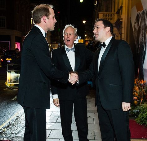 Prince William greets, pictured from left, Charlie Mayhew CEO Tusk and Thomas Kochs Manager of Claridge's Charlie Mayhew, Catherine Elizabeth Middleton, Duke Of Cambridge, Royal Baby, Prince George, Princess Charlotte, British Royalty, St Mary, Queen Victoria