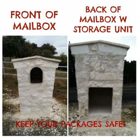 Drop Box Ideas, Farmhouse Mailboxes, Package Mailbox, Country Mailbox, Stone Mailbox, Entrance Gates Driveway, Parcel Drop Box, Brick Mailbox, Security Mailbox