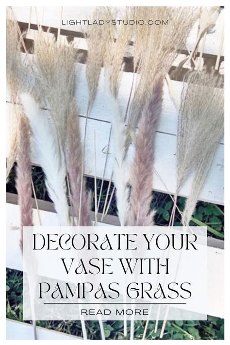 pampas-grass-diy-makeover Wedding Pampas Grass Decor, Diy Vase Makeover, Vase With Pampas, Pampas Grass Centerpiece, Vase Makeover, Wedding Pampas, Grass Centerpiece, Centerpiece Diy, Farmhouse Vase