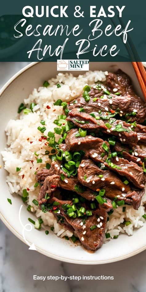 Quick and easy sesame beef recipe! Ready in just 30 minutes, this Asian beef stir fry is a family dinner favorite. Beef Stir Fry Recipes Easy, Asian Beef Recipes, Asian Beef Stir Fry, Thai Beef Stir Fry, Sliced Beef Recipes, Sesame Beef, Skirt Steak Recipes, Easy Stir Fry Recipes, Beef Stir Fry Recipes