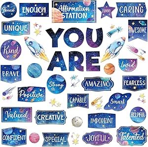 Classroom Mirror, Classroom Motivational Posters, Space Theme Classroom, Teacher Wall, Affirmation Station, Posters Classroom, Bulletin Board Sets, Future Jobs, Space Theme