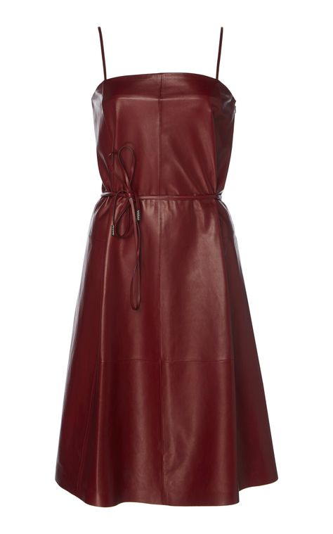 Leather Cinched Slip Dress by SALVATORE FERRAGAMO for Preorder on Moda Operandi Changing Seasons, Shades Of Red, Global Fashion, Leather Slip Ons, Moda Operandi, Salvatore Ferragamo, Fashion Collection, Spaghetti Strap, Slip Dress