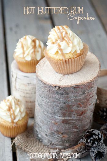 Hot Buttered Rum Cupcakes | FoodsOfOurLives.com Rum Buttercream Frosting, Boozy Buttercream Frosting, Butter Rum Cupcakes, Butter Rum Muffins, Chocolate Rum Cupcakes, Hot Buttered Rum Cake, Boozy Cupcakes Recipes, Rum Cupcakes, Boozy Baking